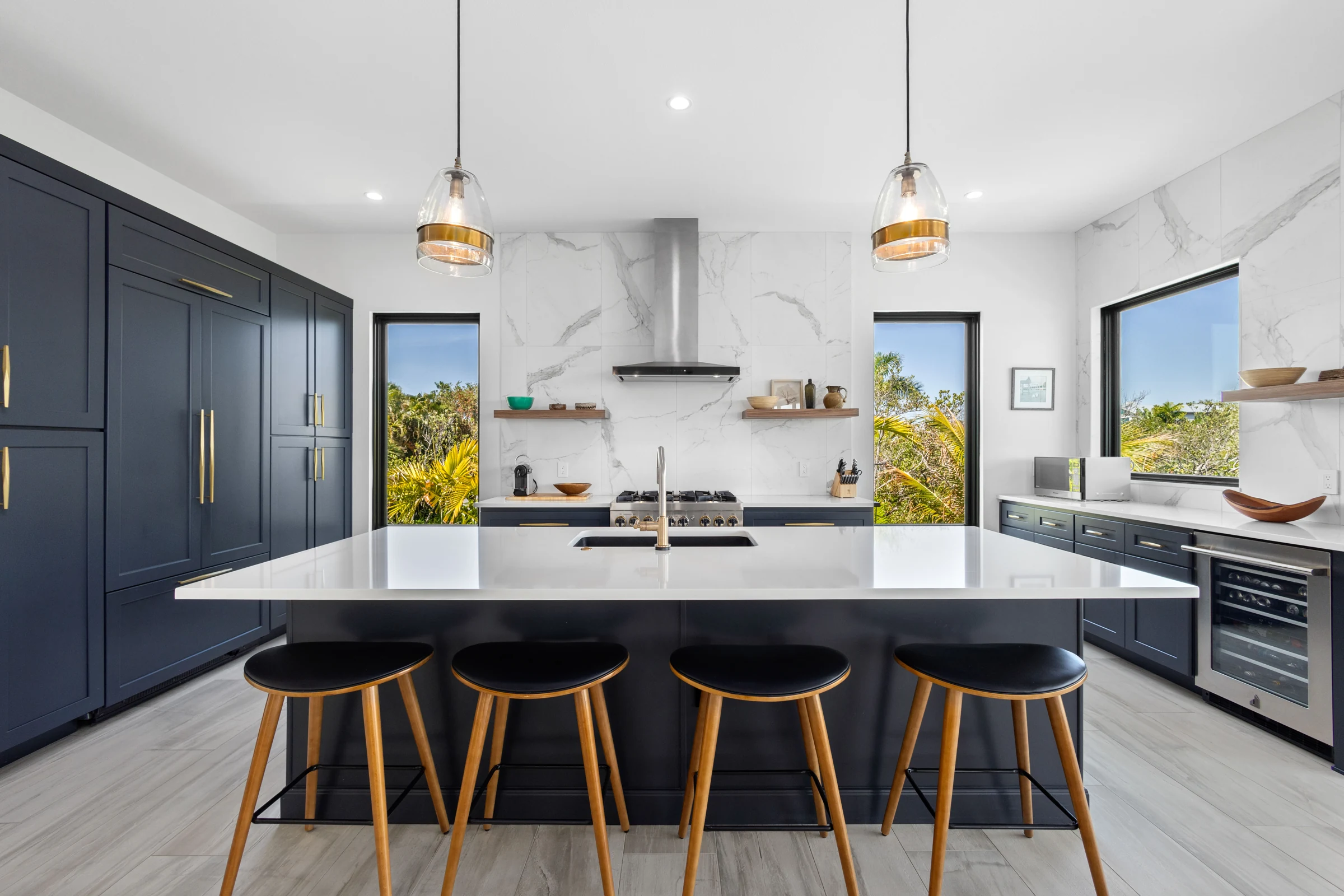 Modern kitchen with a generous island photographed by Vuzario